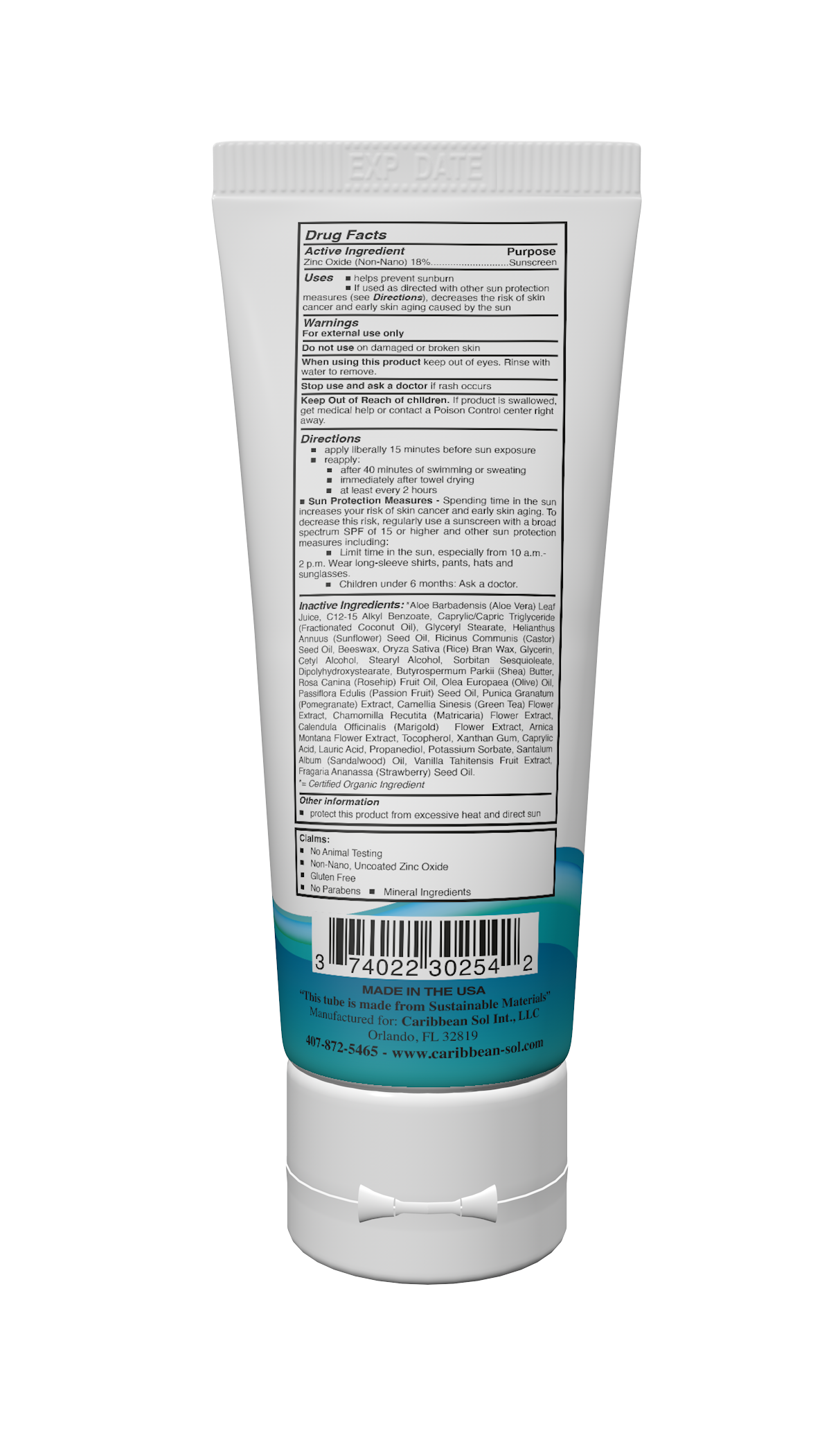 Caribbean Sol Natural Sunscreen Kid Kare SPF 30